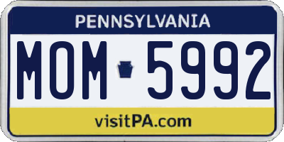 PA license plate MOM5992