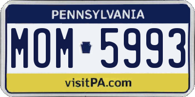 PA license plate MOM5993