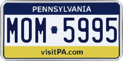 PA license plate MOM5995