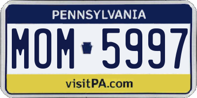 PA license plate MOM5997