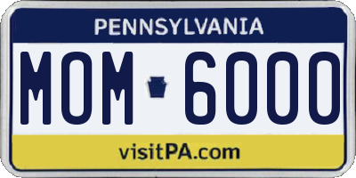 PA license plate MOM6000