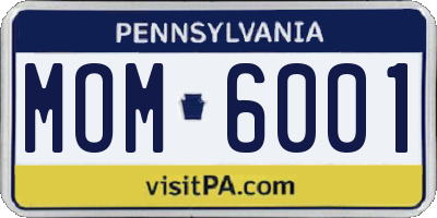 PA license plate MOM6001
