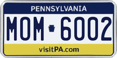 PA license plate MOM6002