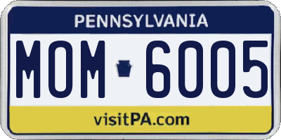 PA license plate MOM6005