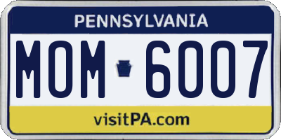 PA license plate MOM6007