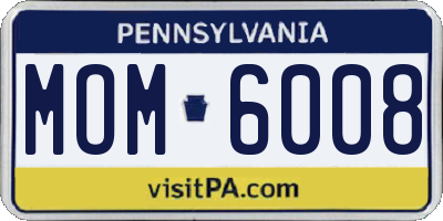 PA license plate MOM6008