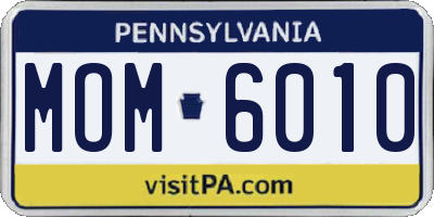 PA license plate MOM6010