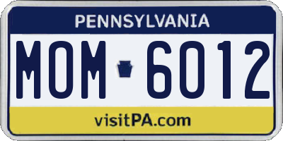 PA license plate MOM6012