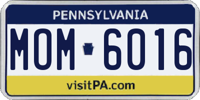 PA license plate MOM6016