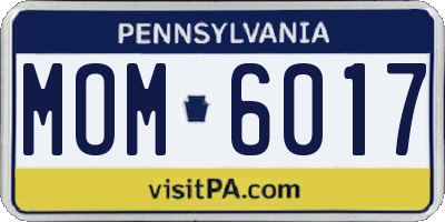 PA license plate MOM6017