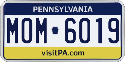 PA license plate MOM6019