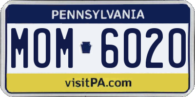 PA license plate MOM6020
