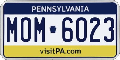 PA license plate MOM6023