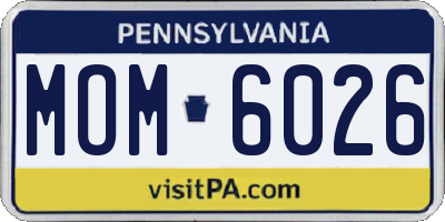 PA license plate MOM6026