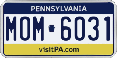 PA license plate MOM6031
