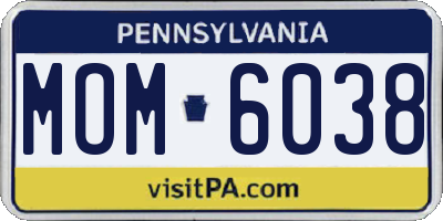 PA license plate MOM6038