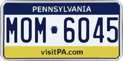 PA license plate MOM6045