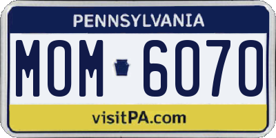 PA license plate MOM6070