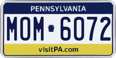 PA license plate MOM6072