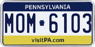 PA license plate MOM6103