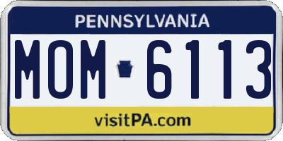 PA license plate MOM6113