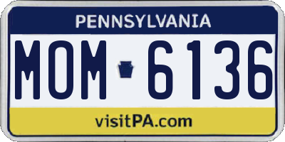 PA license plate MOM6136