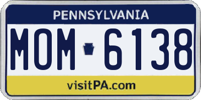 PA license plate MOM6138