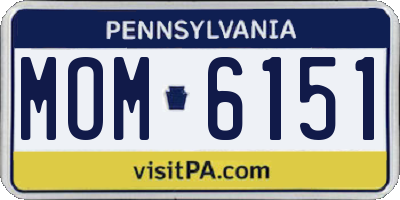 PA license plate MOM6151
