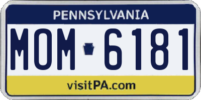PA license plate MOM6181