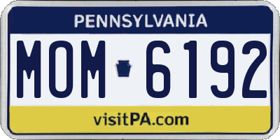 PA license plate MOM6192