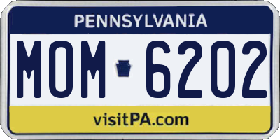 PA license plate MOM6202