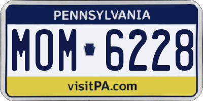 PA license plate MOM6228