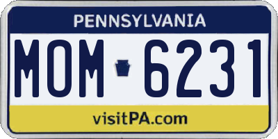 PA license plate MOM6231