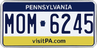 PA license plate MOM6245