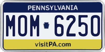 PA license plate MOM6250