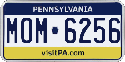 PA license plate MOM6256