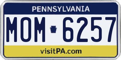 PA license plate MOM6257