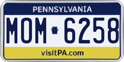 PA license plate MOM6258