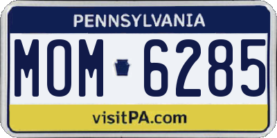 PA license plate MOM6285