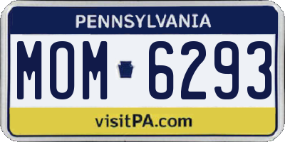 PA license plate MOM6293