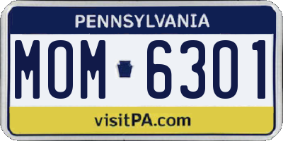 PA license plate MOM6301