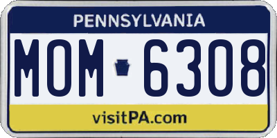 PA license plate MOM6308