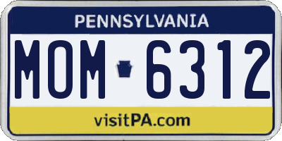 PA license plate MOM6312