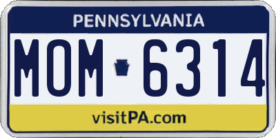 PA license plate MOM6314
