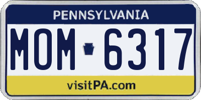 PA license plate MOM6317