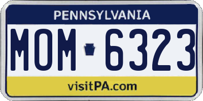 PA license plate MOM6323