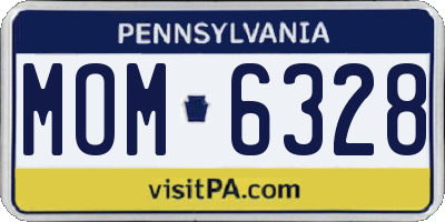 PA license plate MOM6328