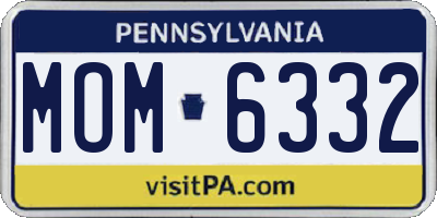 PA license plate MOM6332
