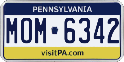 PA license plate MOM6342