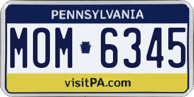PA license plate MOM6345